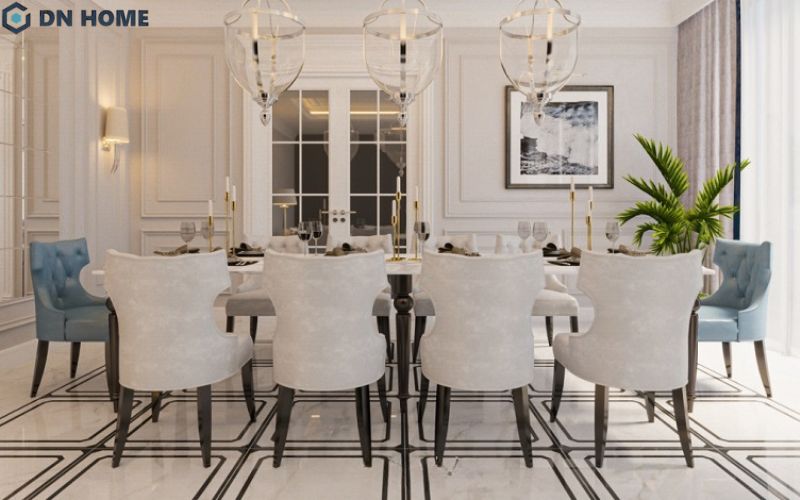 Mẫu phòng ăn thiết kế theo phong cách tân cổ điển sang trọng, quý phái