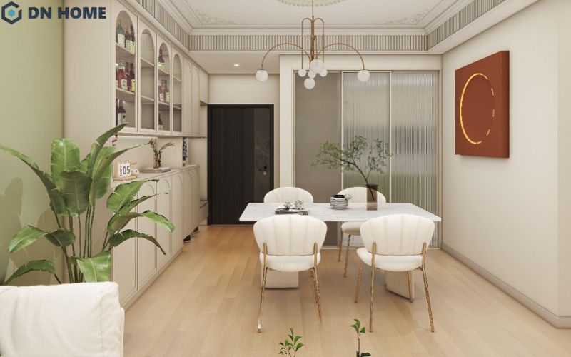Phòng ăn nhà cấp 4 thiết kế đơn giản nhưng không kém phần tiện nghi