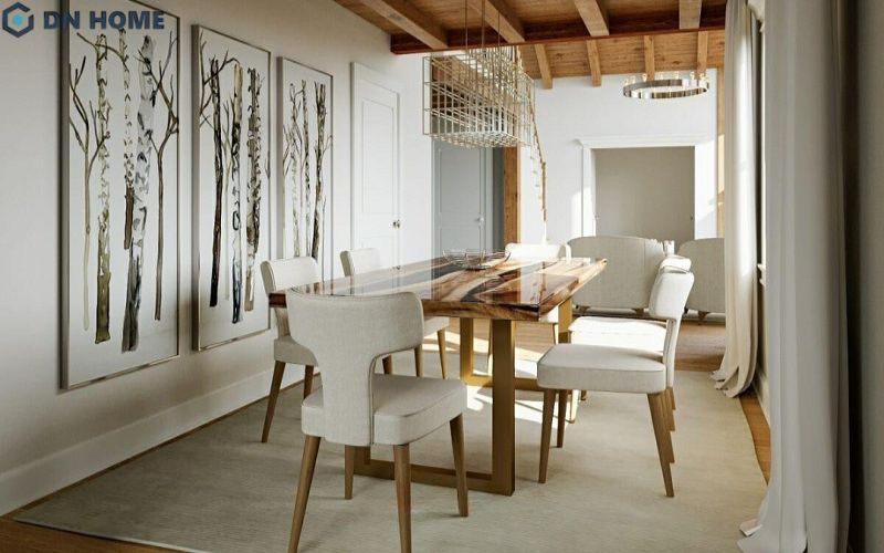 Không gian phòng ăn nên được thiết kế phù hợp với phong cách kiến trúc tổng thể
