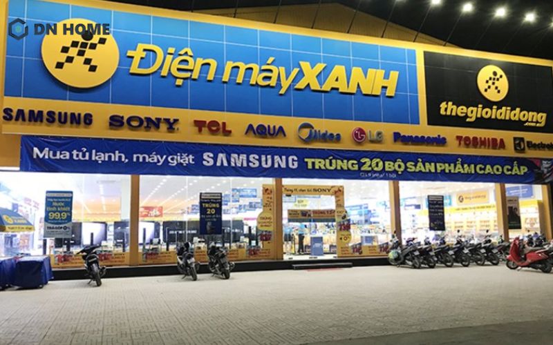 Mẫu bảng hiệu màu xanh đẹp cho cửa hàng điện máy lớn