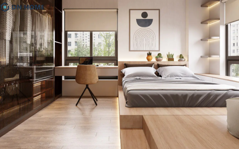 Bố trí giường ngủ, bàn học và tủ đồ khoa học cho phòng ngủ con trai lớn