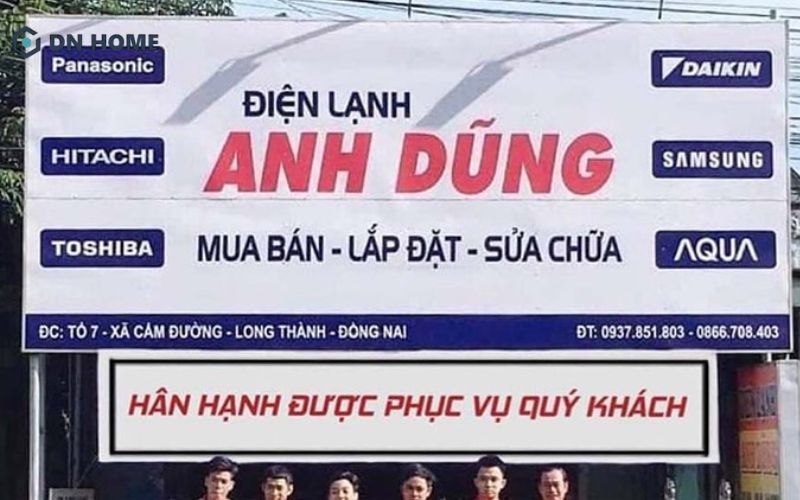 Bảng hiệu cửa hàng điện lạnh đẹp bằng chất liệu bạt hiflex