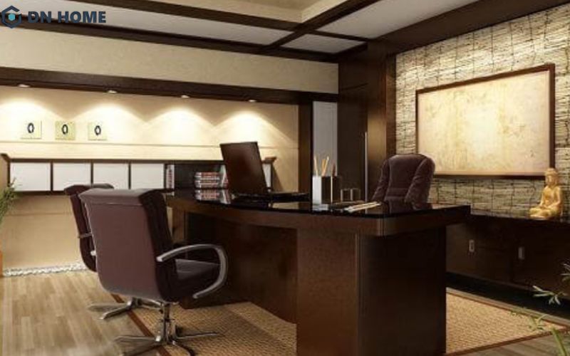 Nội thất gọn gàng giúp phòng giám đốc diện tích nhỏ vẫn tiện nghi và sang trọng