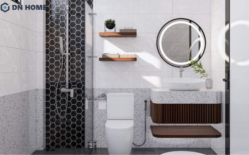Nên ưu tiên nội thất treo tường khi trong không gian nhà vệ sinh 4m2 để giải phóng diện tích sàn