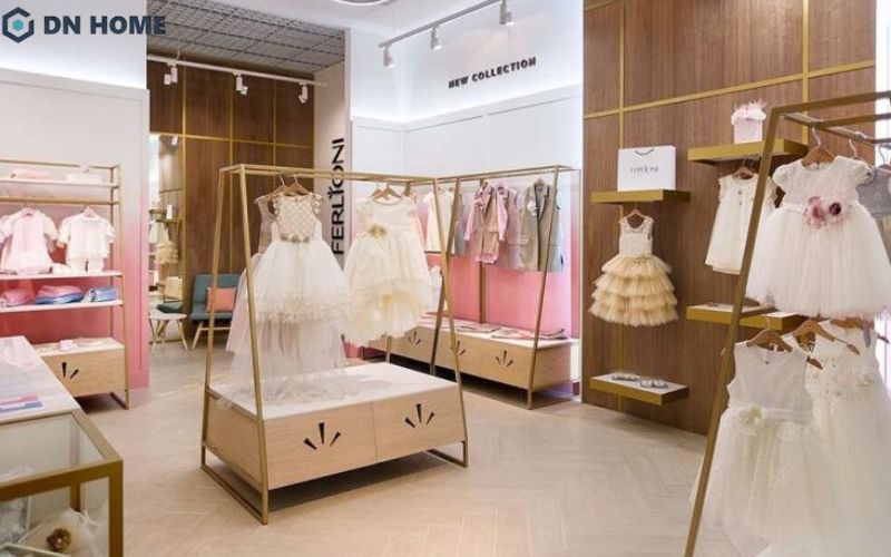 Cửa hàng thời trang trẻ em thiết kế theo phong cách ombre tạo cảm giác vui tươi, năng động