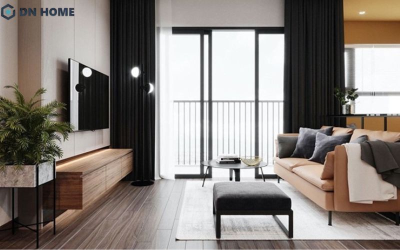 Phòng khách diện tích 22m2 phù hợp với những gia đình thường xuyên tiếp đón khách, bạn bè