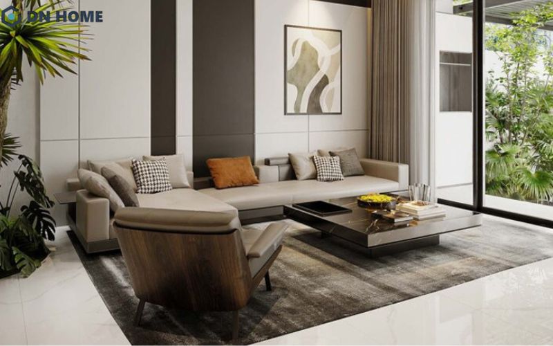 Phòng khách diện tích tích 14m2 nên ưu tiên nội thất đơn giản và tinh gọn