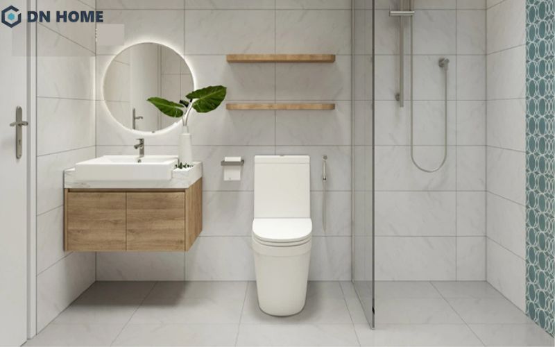 Với nhà vệ sinh nhỏ, nên phân chia khu vực khô và ướt bằng vách ngăn kính