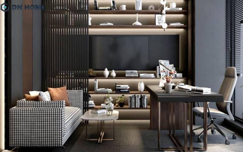 Bộ sofa tiếp khách tạo điểm nhấn sang trọng cho phòng giám đốc