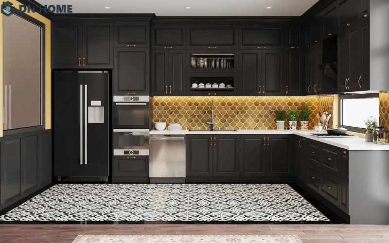 Mẫu phòng bếp Indochine phù hợp với những gia chủ yêu thích vẻ đẹp hoài cổ nhưng vẫn giữ được nét sang trọng cho ngôi nhà