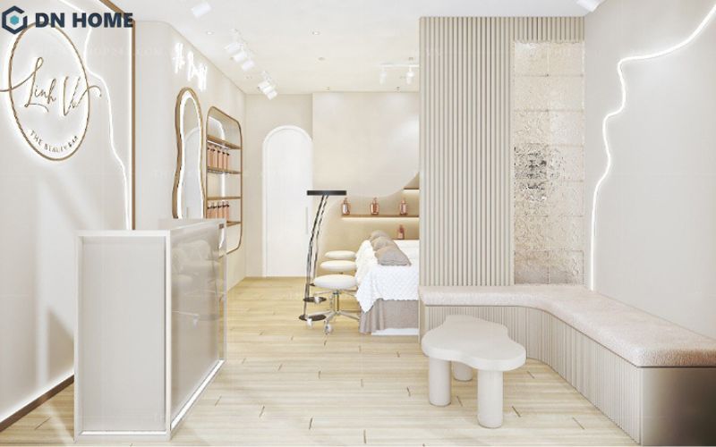 Quầy lễ tân spa nhỏ chỉ nên thiết kế đơn giản để tối ưu diện tích