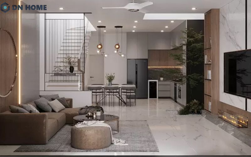 Phòng khách 25m2 cần chú ý đến kích thước nội thất, tránh quá to hay quá nhỏ làm mất cân đối