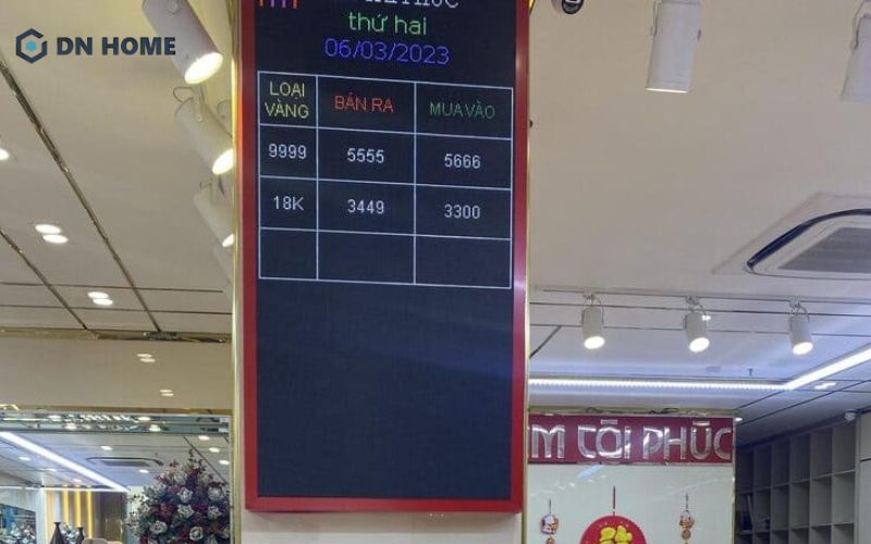 Biển hiệu led p10 ngoài trời hiển thị tỷ giá vàng bạc đá quý