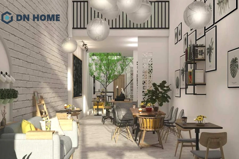 Nên chú trọng trang trí khu vực tường bên trong không gian nội thất quán cafe để tạo điểm nhấn, tránh cảm giác nhàm chán