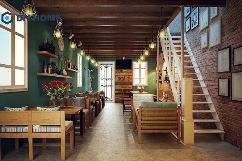 Quán cafe phê mặt tiền 6m phong cách retro mang đến cảm giác hoài niệm pha trộn nét hiện đại ấn tượng