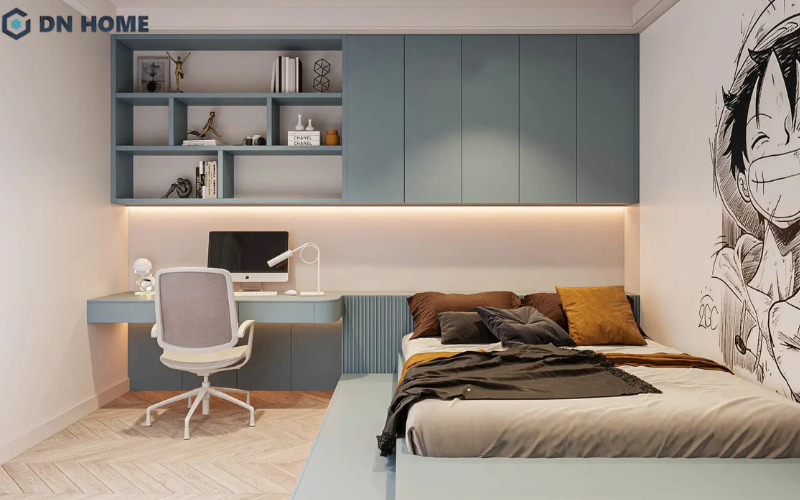 Phòng ngủ con trai lớn ưu tiên công năng, sự riêng tư và phong cách nam tính