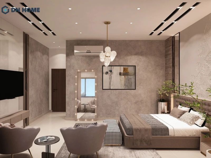 Nội thất phòng đôi được bố trí cân đối, đảm bảo lối đi thông thoáng và tiện lợi trong sinh hoạt