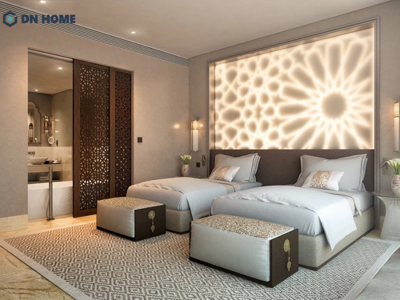 Phòng 2 giường đơn khách sạn 4 sao phù hợp với khách đi cùng nhưng vẫn muốn không gian nghỉ ngơi riêng biệt