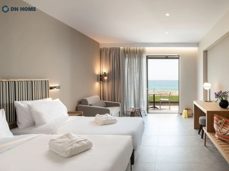 Lựa chọn giường ngủ có kích thước tương đối, gam màu trung tính hiện đại