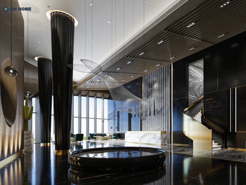 Thiết kế khu vực lễ tân chú trọng diện tích, ánh sáng và sự thông thoáng