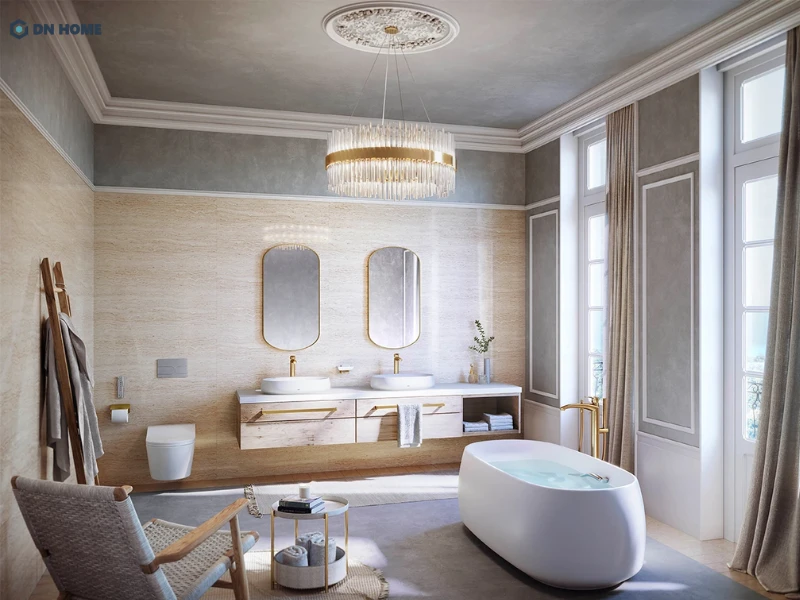 Nhà vệ sinh khách sạn 4 sao cần sử dụng vật liệu chống trơn trượt và dễ vệ sinh