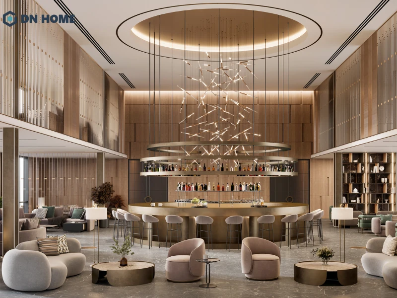 Thiết kế phòng chờ ưu tiên sự yên tĩnh, ánh sáng dịu và nội thất đồng bộ với không gian sảnh