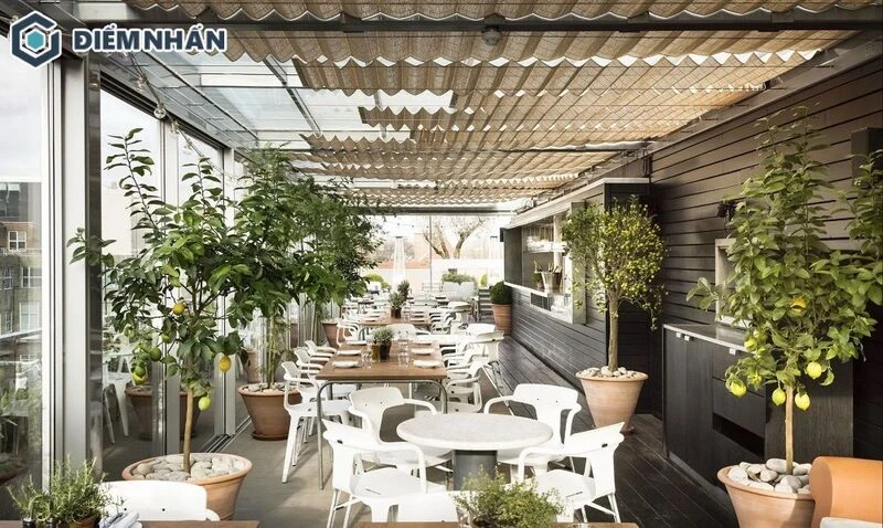 Không gian của quán cafe với kiến trúc mở đầy ấn tượng