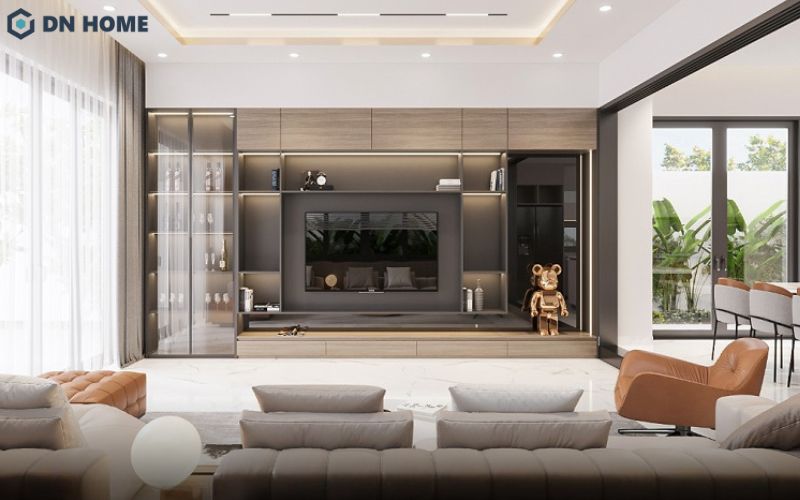 Kệ tivi có thể đóng vai trò phân chia không gian một cách thông minh