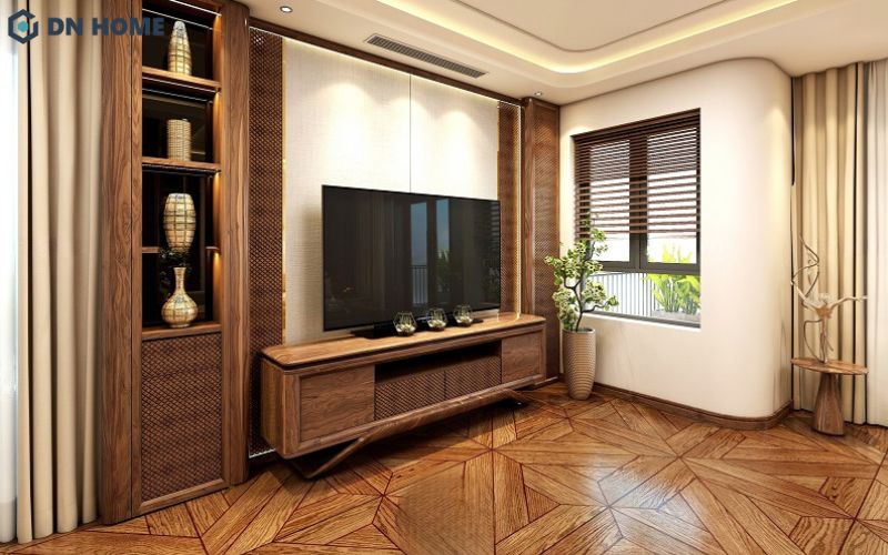 Mẫu kệ tivi phòng khách đặt sàn là lựa chọn phổ biến nhờ tính linh hoạt và dễ lắp đặt