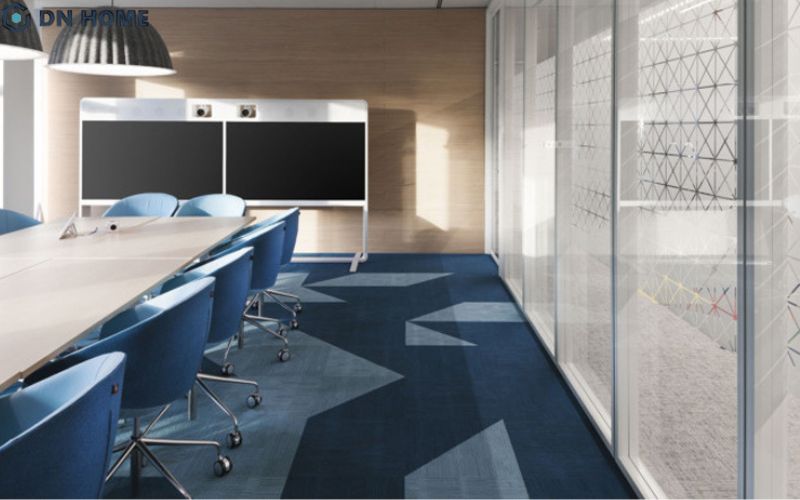 Không gian phòng họp công ty y tế thiết kế với gam màu xanh dương, mang đậm tinh thần y khoa