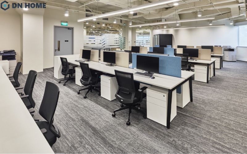 Gam màu trung tính sáng tạo cảm giác thoáng rộng, thoải mái cho không gian làm việc công ty dược phẩm