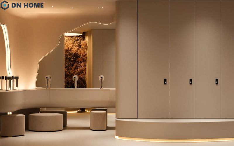 Locker spa thiết kế tối giản, tinh tế, tạo nên tổng thể sang trọng