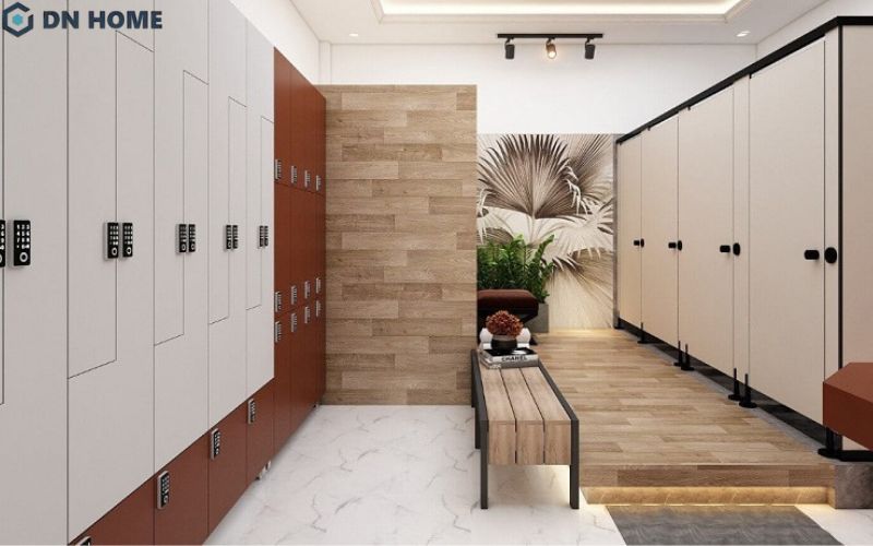 Thiết kế locker spa có khu vực thay đồ riêng tư, tăng trải nghiệm khách hàng tối đa