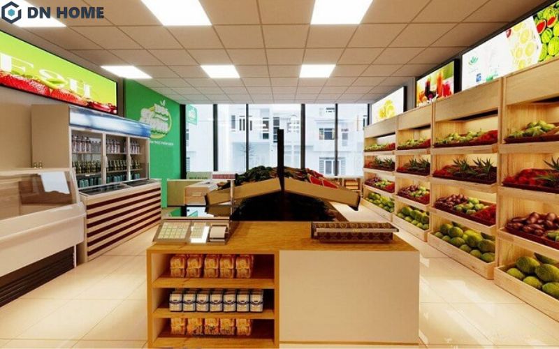 Thiết kế shop farm chuyên nghiệp giúp tận dụng tối đa diện tích cửa hàng, sắp xếp kệ trưng bày một cách khoa học