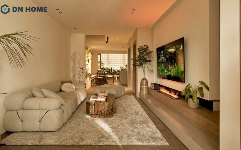 Thiết kế nội thất xanh sử dụng tông màu trung tính để tạo ra không gian sống hiện đại, thanh lịch nhưng vẫn ấm cúng