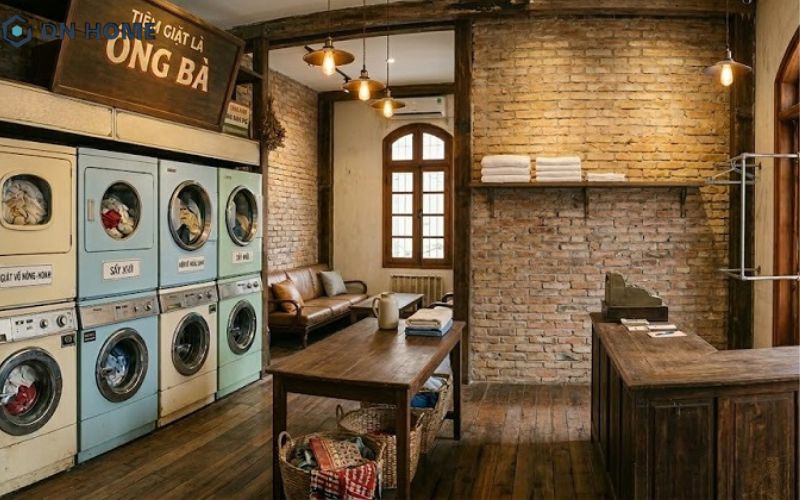 Thiết kế cửa hàng giặt sấy phong cách Vintage mang đến vẻ đẹp hoài cổ, ấm áp