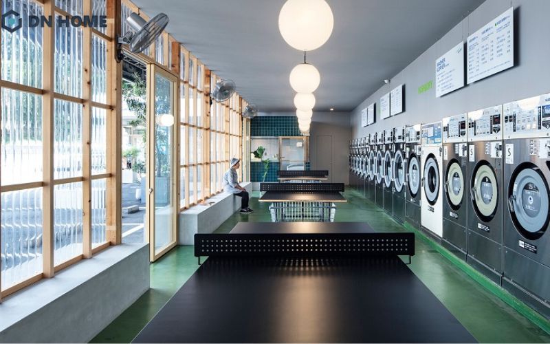 Mẫu cửa hàng giặt là thiết kế theo phong cách hiện đại đẹp mắt, thu hút