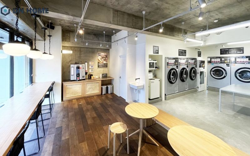 Mẫu cửa hàng giặt sấy kết hợp quán cà phê nhỏ, tự pha chế