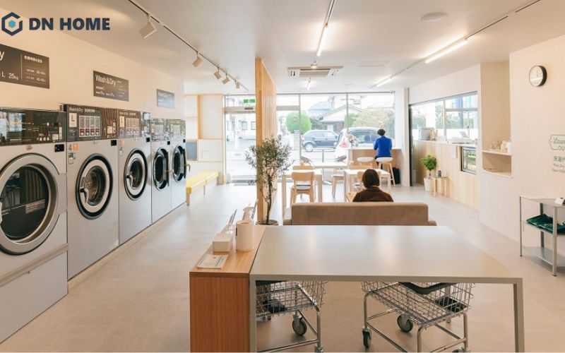 Thiết kế cửa hàng giặt sấy kết hợp quán cà phê biến thời gian chờ đợi của khách hàng trở nên thú vị hơn