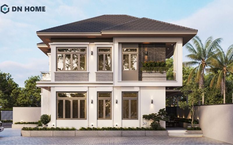 Mẫu nhà hình vuông 2 tầng 4 phòng ngủ dưới 1 tỷ đồng với hệ mái Nhật sang trọng
