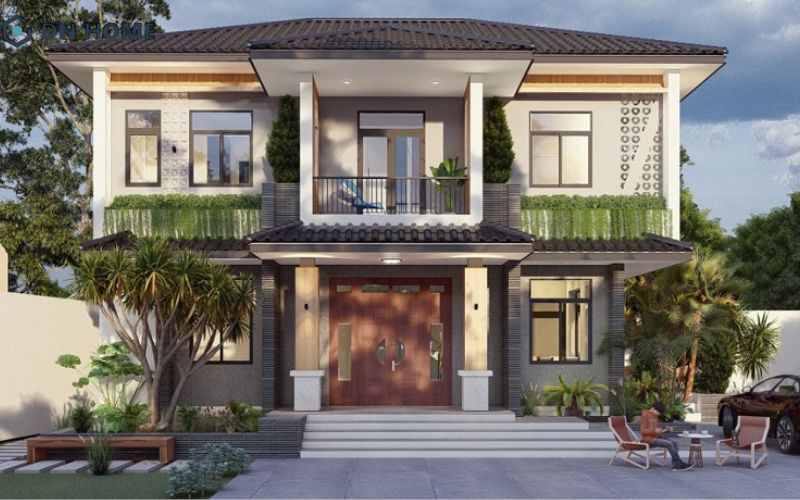 Mẫu nhà hình vuông 2 tầng 100m2 là lựa chọn lý tưởng cho những gia đình có nhiều thế hệ chung sống