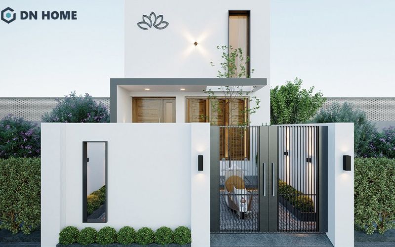 Thiết kế nhà hình vuông 2 tầng phong cách hiện đại với gam màu trung tính sang trọng, đẹp mắt