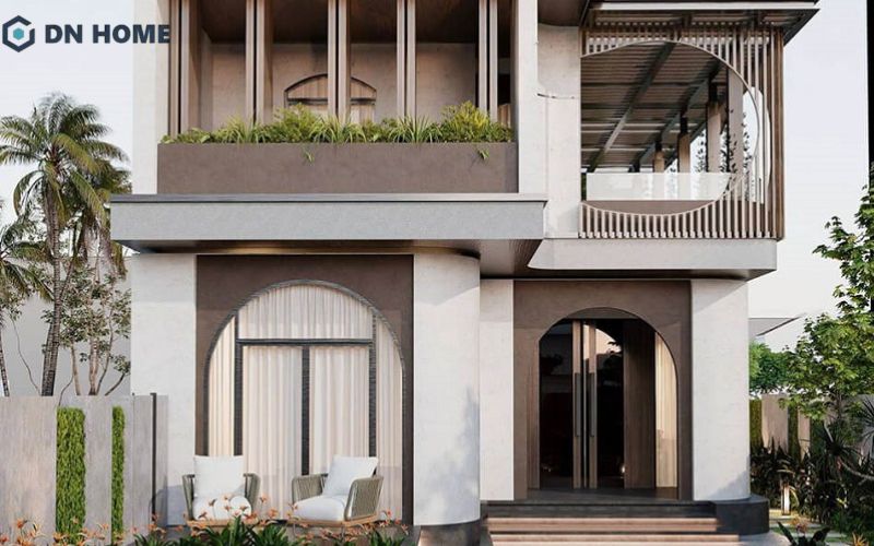 Mẫu nhà hình vuông 2 tầng nhỏ gọn thiết kế theo phong cách hiện đại