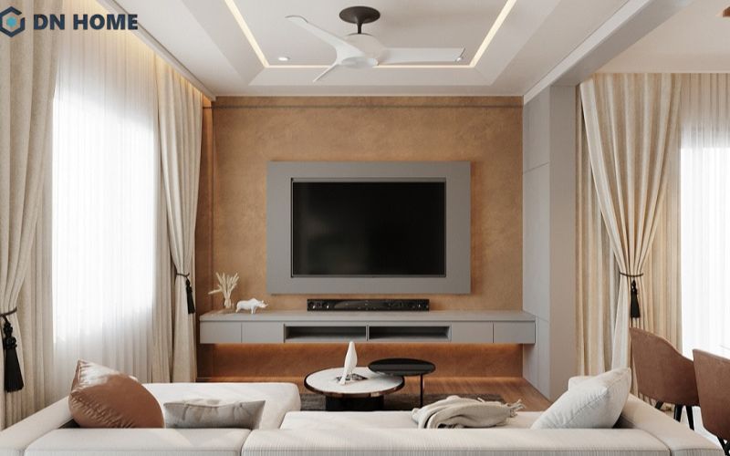 Mẫu thiết kế trần nhà hình vuông đơn giản, kết hợp sử dụng đèn LED giúp tạo nên vẻ đẹp tinh tế