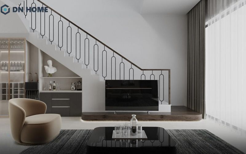 Thiết kế tủ rượu tận dụng gầm cầu thang là giải pháp phù hợp cho những căn hộ có diện tích khiêm tốn