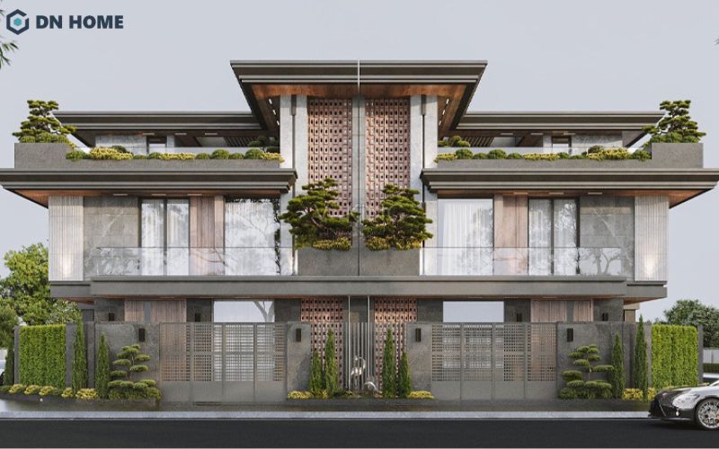 Giải pháp cửa kính lớn thường được sử dụng trong thiết kế biệt thự song lập để tận dụng tối đa ánh sáng tự nhiên