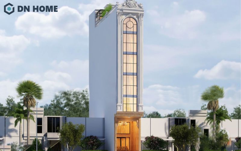 Góc nhìn tổng thể giúp thấy rõ bố cục và hình khối của thiết kế khách sạn mini