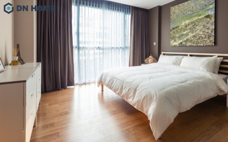 Phòng ngủ khách sạn mini 5x20m với nội thất hiện đại và bố trí gọn gàng