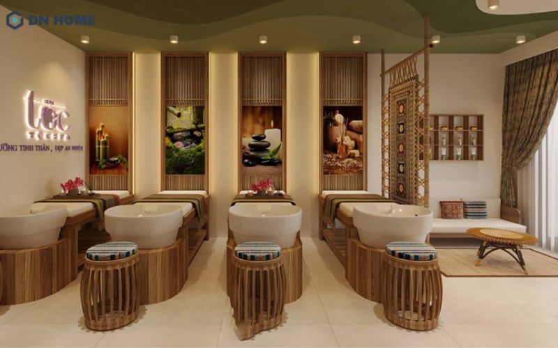 Những gam màu liên quan đến thiên nhiên giúp tạo bầu không khí spa thư giãn