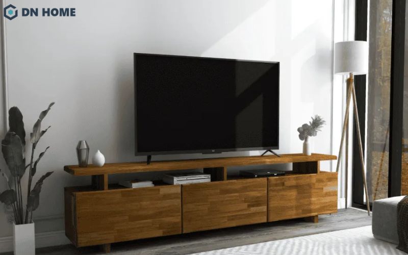 Hệ kệ tủ tivi phòng khách nên có khe thoát nhiệt nhằm tạo luồng lưu thông không khí